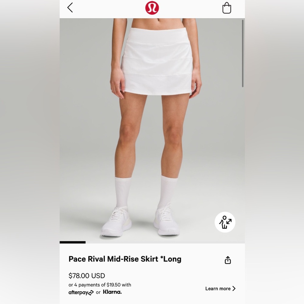 Lululemon Pace Rival Mid-Rise Skirt *Long in Light blue